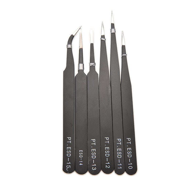 6 pcs All Purpose Precision Tweezer Set Stainless Steel Anti Static Tool Kit  SJ