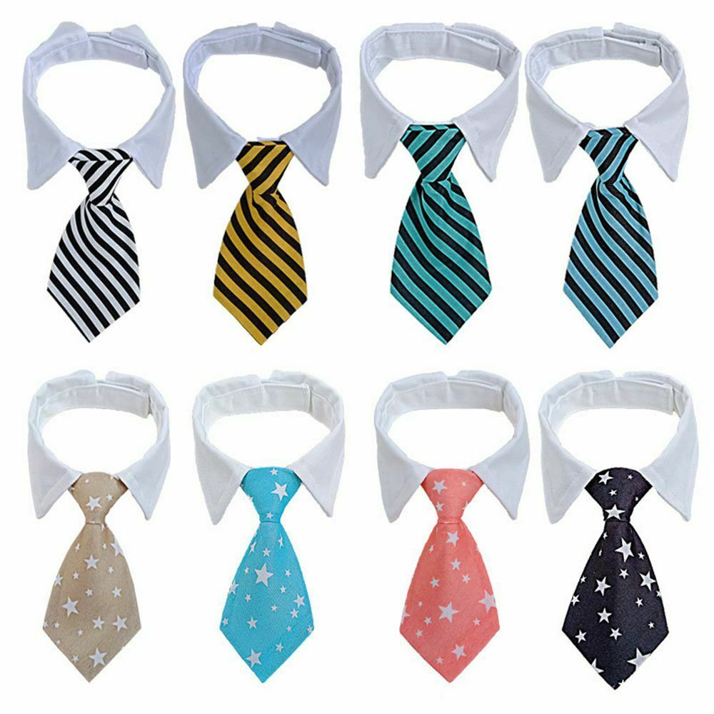 Medium Large Dogs Cats Striped Tuxedo Dog Necktie Collar Formal Bow Tie