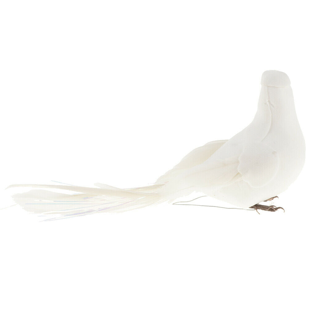 White Feathered Foam Artificial Doves Store Setting Garden Lawn Decoration