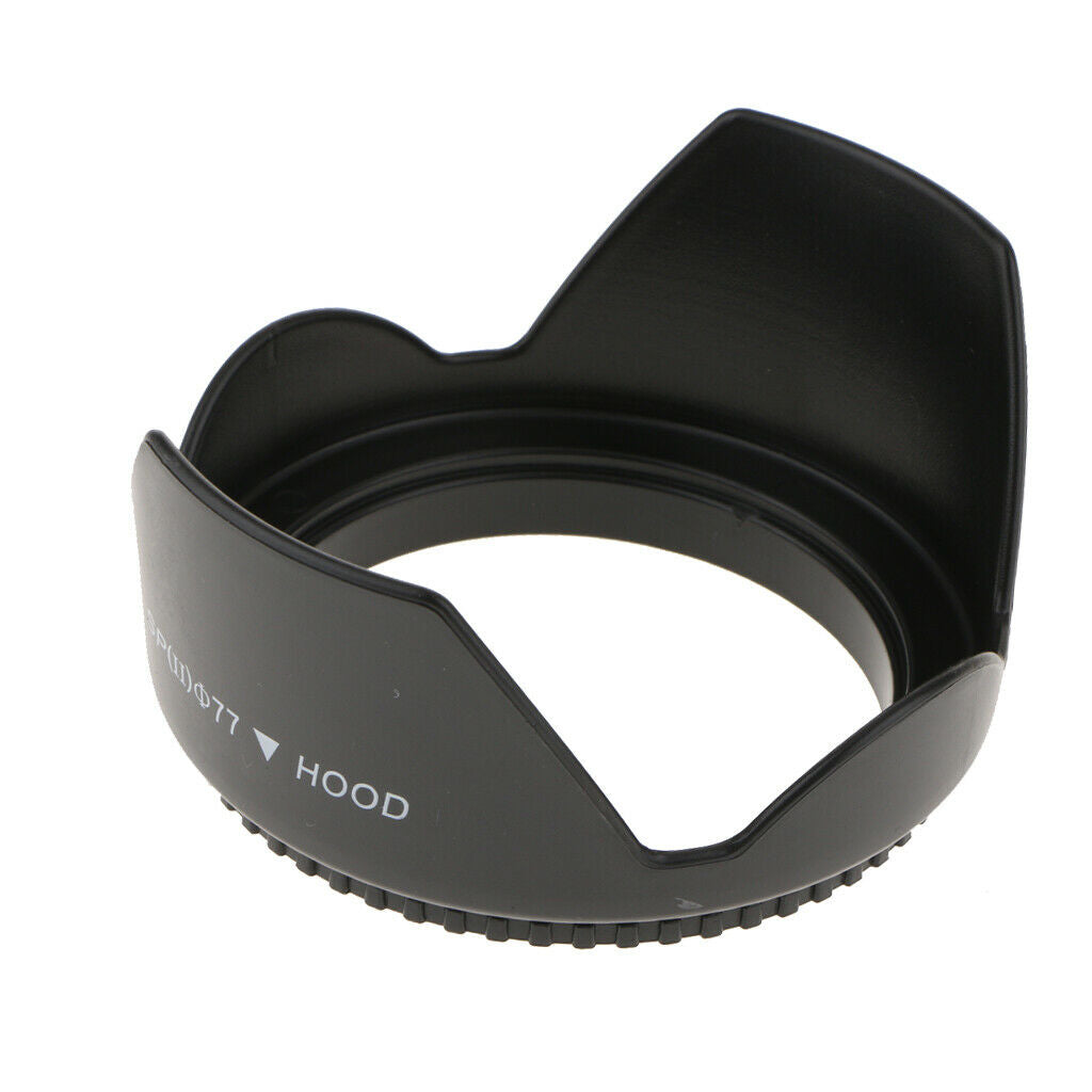 77mm Reversible Tulip Flower Crown Petal Shaped Lens Hood Reduce Lens