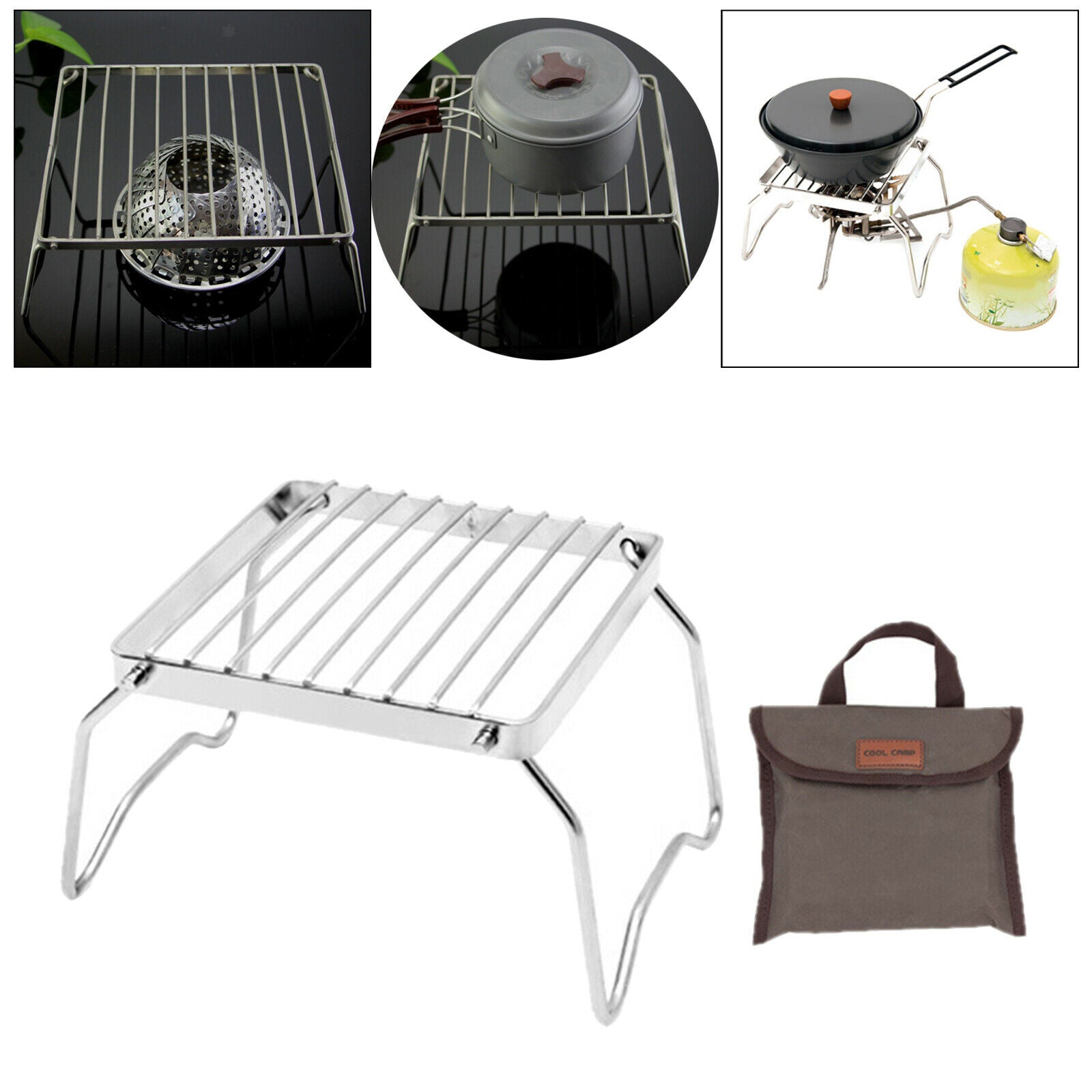 Portable Stainless Steel Grate Mini Folding Campfire Grill Fire Pit Camping