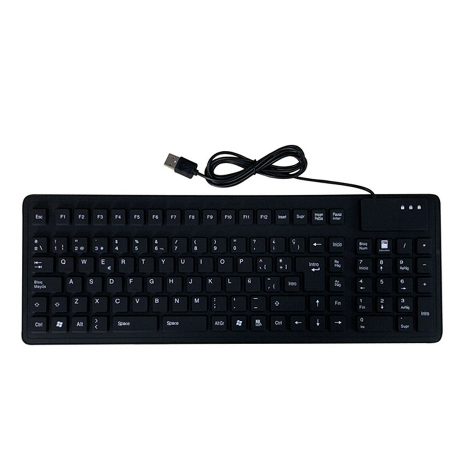 Waterproof Silicone Spanish Keyboard Foldable USB Mini Keyboard 105 Keys