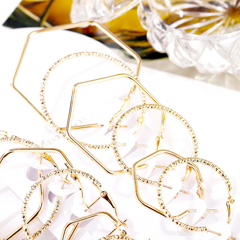 6Pairs Fashion Geometric Big Round Earrings Set Drop Dangle Earrings Jewel.l8