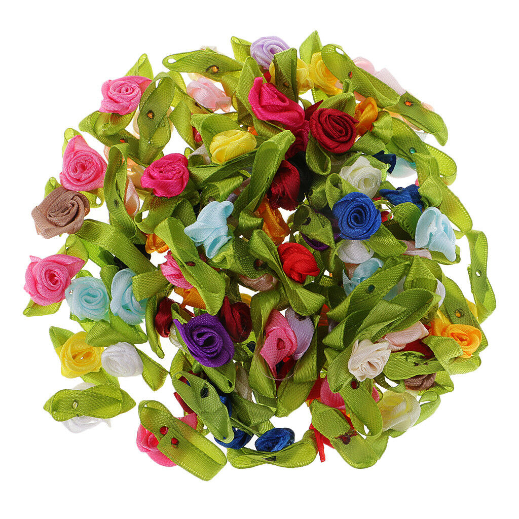 100pcs Artificial Silk Rose Flower Head Card Making Scrapbook Embellishment