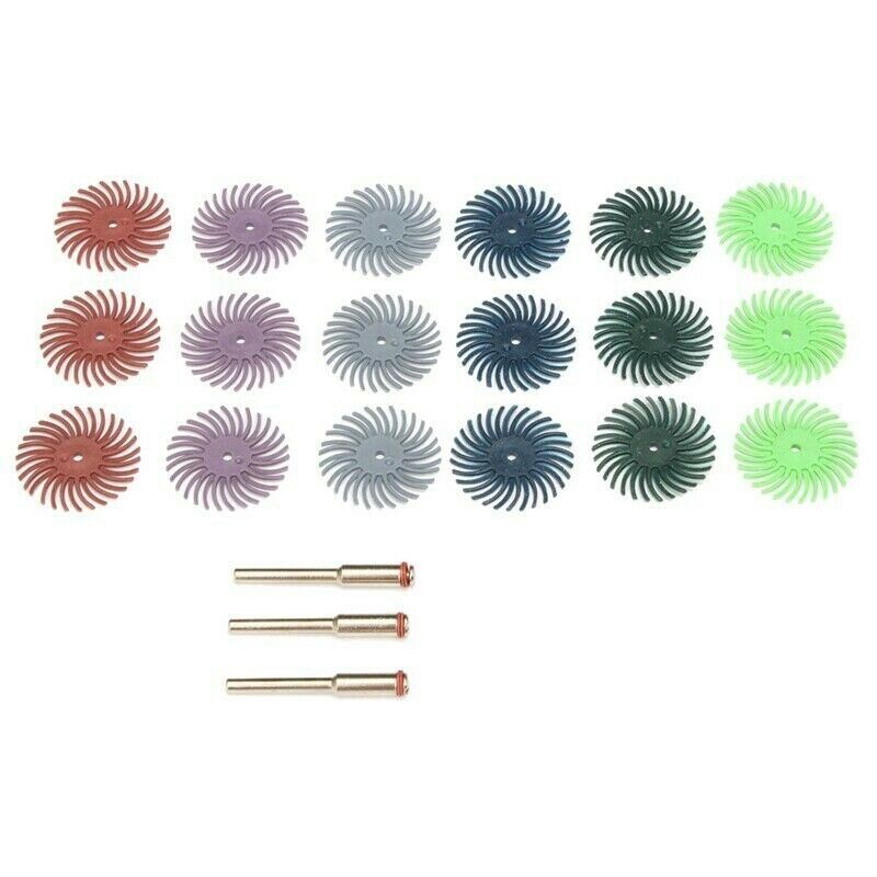21Pcs Radial Bristle Disc Abrasive Brush Kit (1/8 Inch Shank ) for Rotary ToolW8