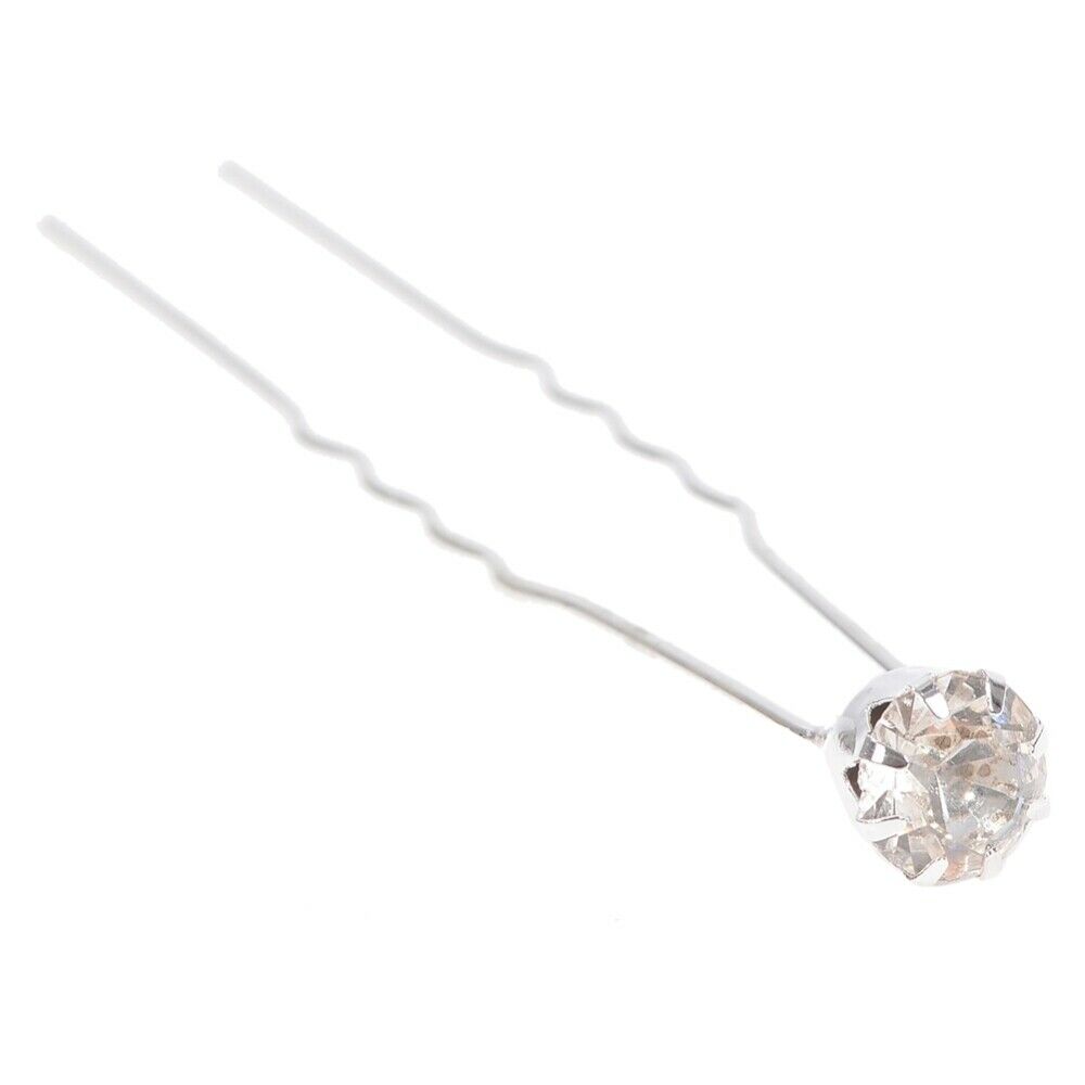 20pcs Wedding Bridal Flower Crystal Hair Pins Clips Bridesmaid U-shaped Hairpin