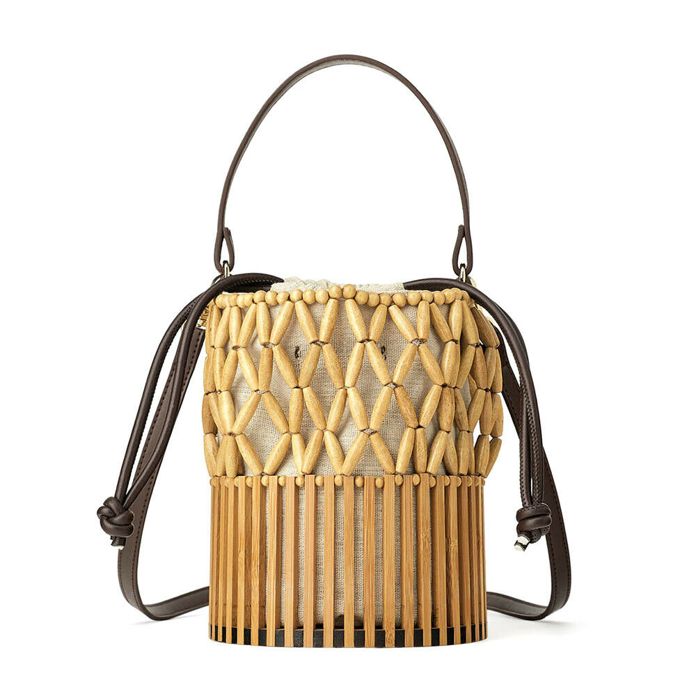 Summer Bamboo Beach Bag Handmade Tote Womens Women Basket Large Tote Beach