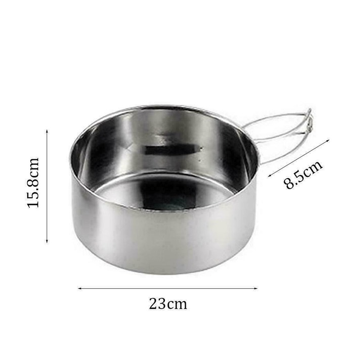 8 x Steel Camping Cookware Cooking Picnic Pan Outdoor Pot Set Y9I4