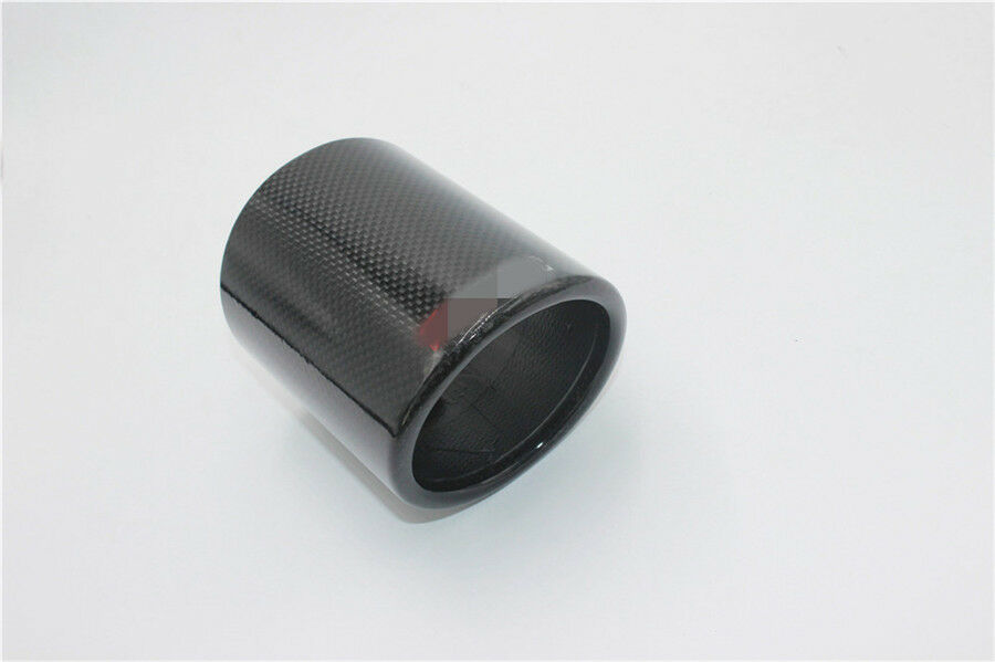 1x Gloss Black Carbon Fiber Car Exhaust Tip Muffler Pipe 51mm inlet 89mm outlet