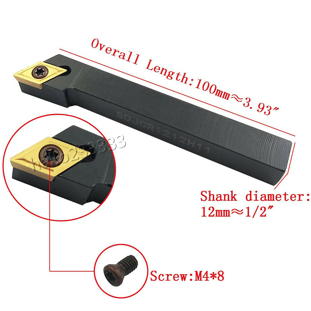 SDJCR1212H11 CNC Lathe Bar Turning Tool Holder + DCMT32.51 BP010 Carbide Inserts