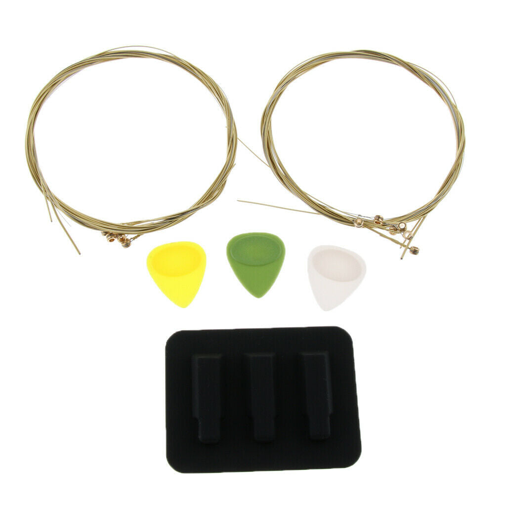 2 Sets Guitar Strings + 1 Piece Guitar Mute Pad + 3 Pieces Guitar Plectrum