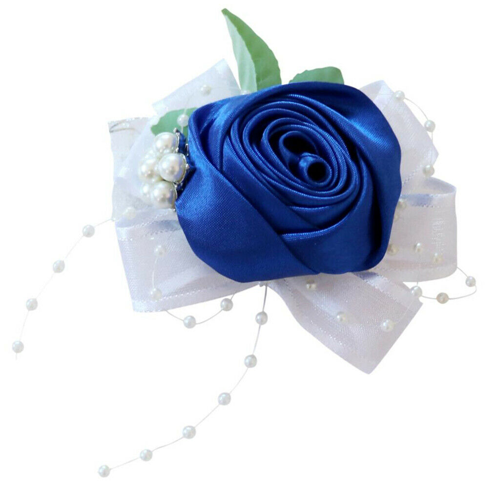 10pcs Romantic Pearls Wrist Corsage Rose Hand Flower Wedding Party Supplies Gift