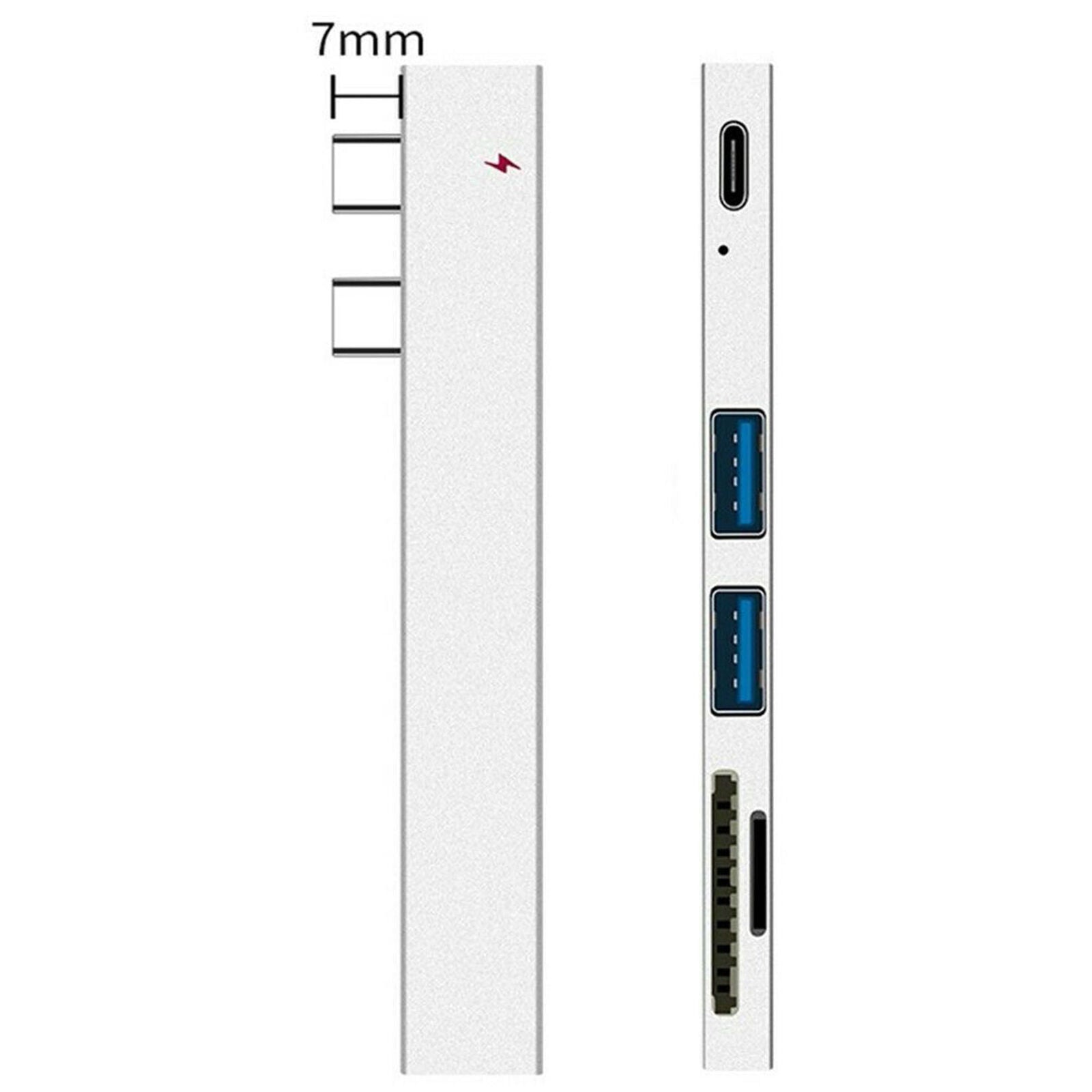 7in1 USB-C Hub Dual Type-C Multiport Card Reader Adapter 4K For MacBook Air