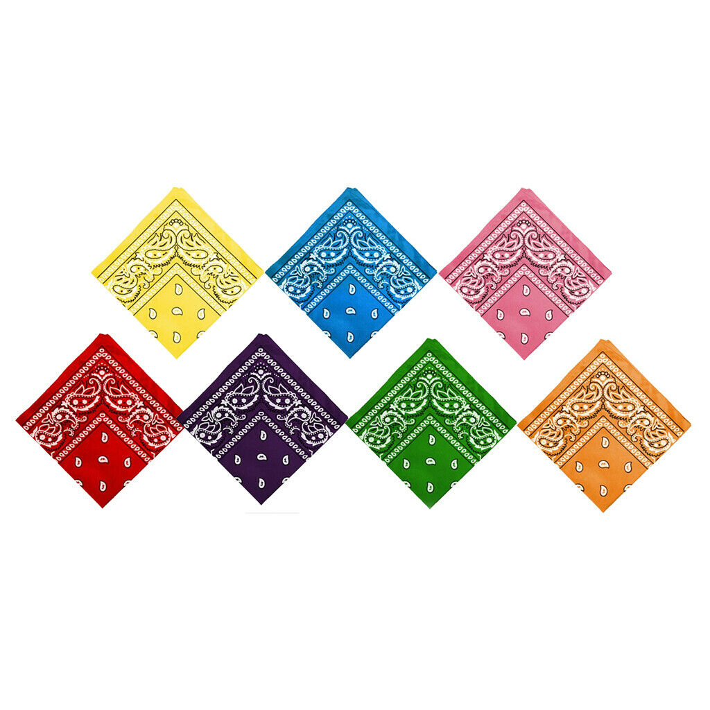 7PCS Novelty Paisley Cowboy Bandana Head Wrap Neck Scarf Hair Band Kerchief