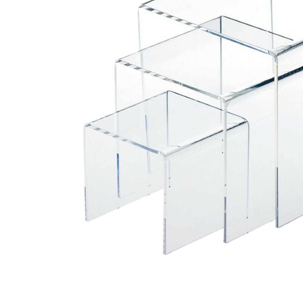 Set of 3Pcs Clear Acrylic Display Riser Stand Jewelry Gifts Showcase