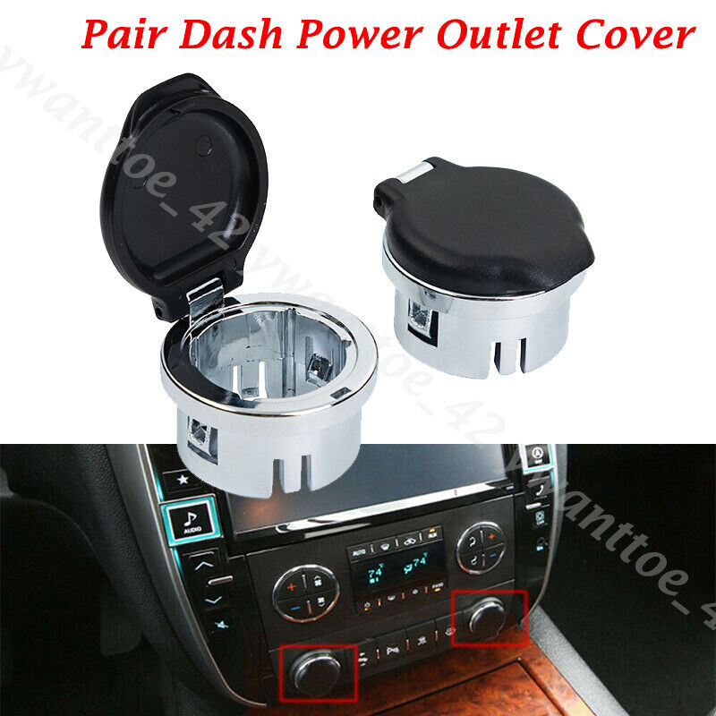 2pcs Dash Power Outlet Cover Accessories For Silverado Sierra Tahoe 2007-2013