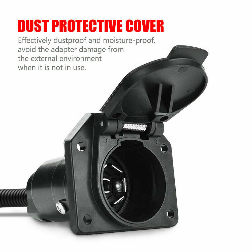 For RV Flat 4 Way to 7 Round Trailer Power Adapter Plug Hitch Mounting Bracket