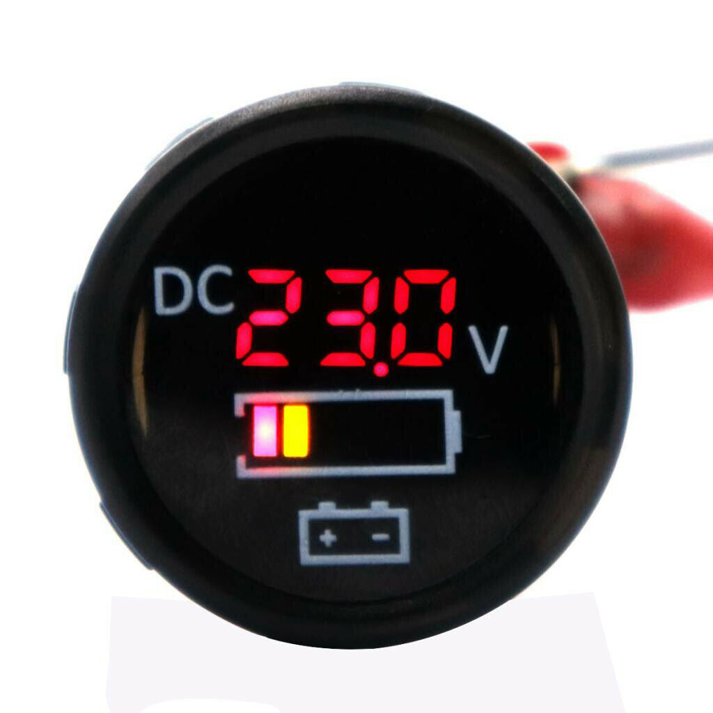 Red LED Digital Waterproof Voltmeter Gauge Meter 12V-24V For Car Motorcycle