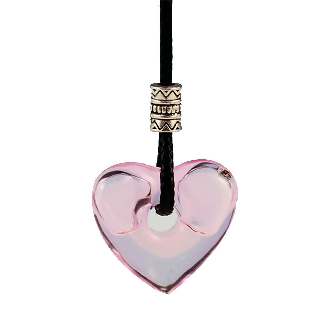 Essential Bottle Diffuser Perfume Heart Glass Pendant Necklace Pink