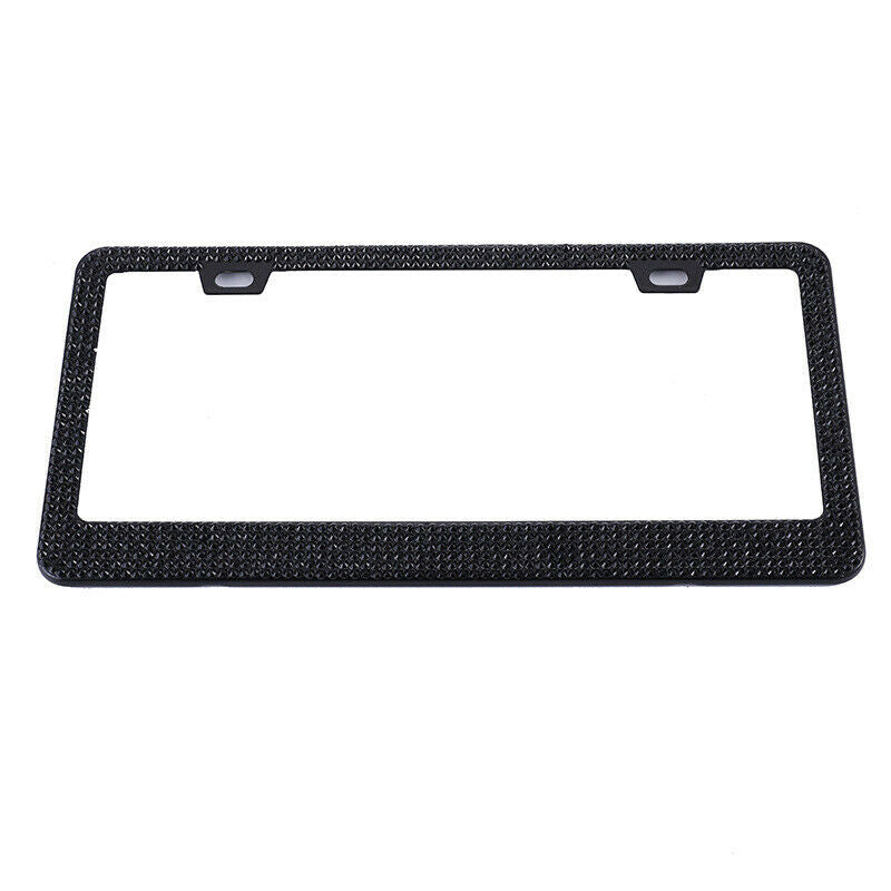 2Pcs Shine Diamond Stainless Steel Car License Plate Frame + Screw 12.4" X 6.3"