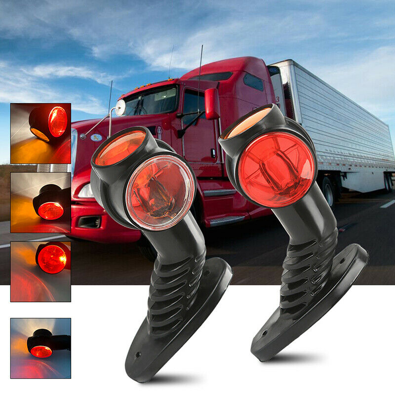 2x Car Truck Trailer 3 face Red Amber White 4 LED Marker Side Light Outline BDA