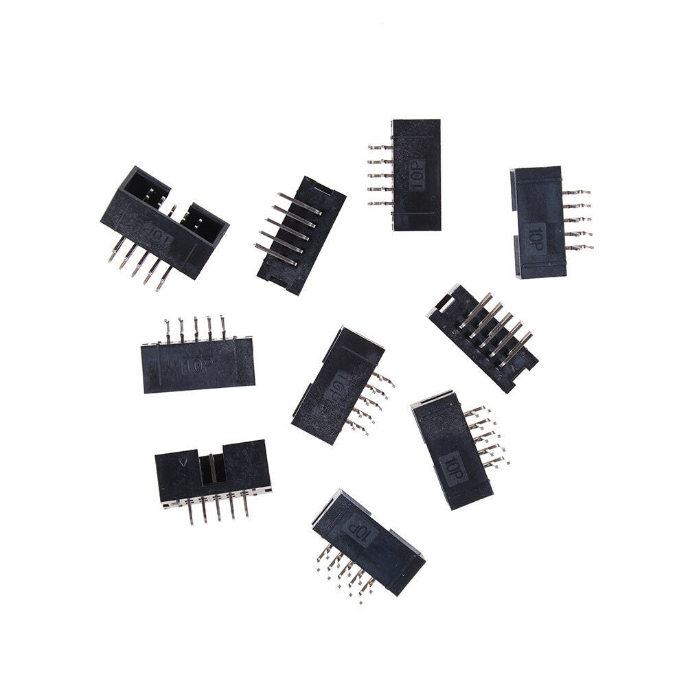 10PCS DC3-10P 2.54mm 2x5 Pin Right Angle Male Shrouded header IDC Socket JCA Kt