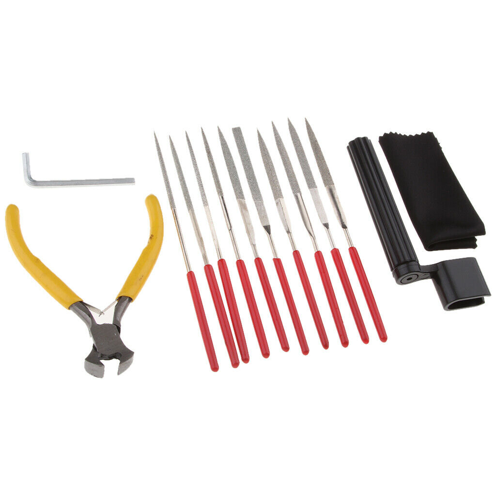 Guitar Nut Saddle Slot Fret File Grinding with String Cutting Pliers Set