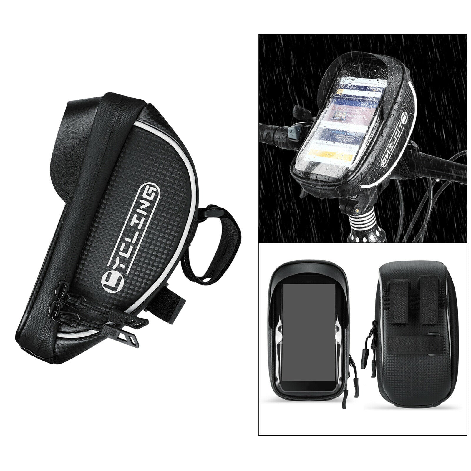 Adjustable Bicycle Phone Bag Mountain Road Handlebar with Reflective Tape