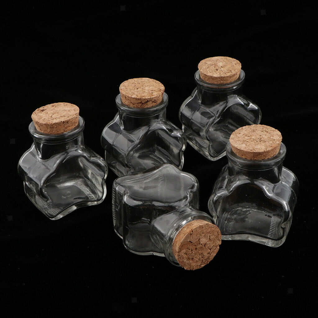 5 Pieces Mini Cork Stoppers DIY Decor Glass Bottle Wishing Vials Plum Flower