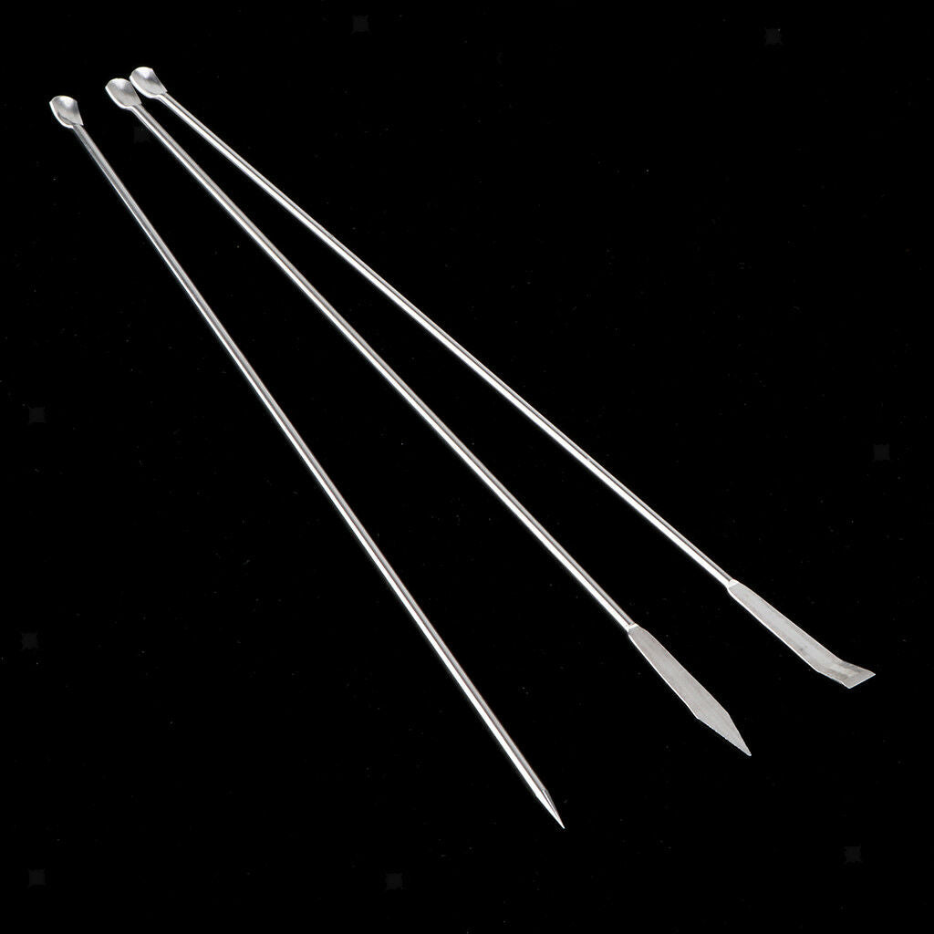 3xStainless Steel Laboratory Micro Spatula Medicine Spoon Shovel Pharmacy