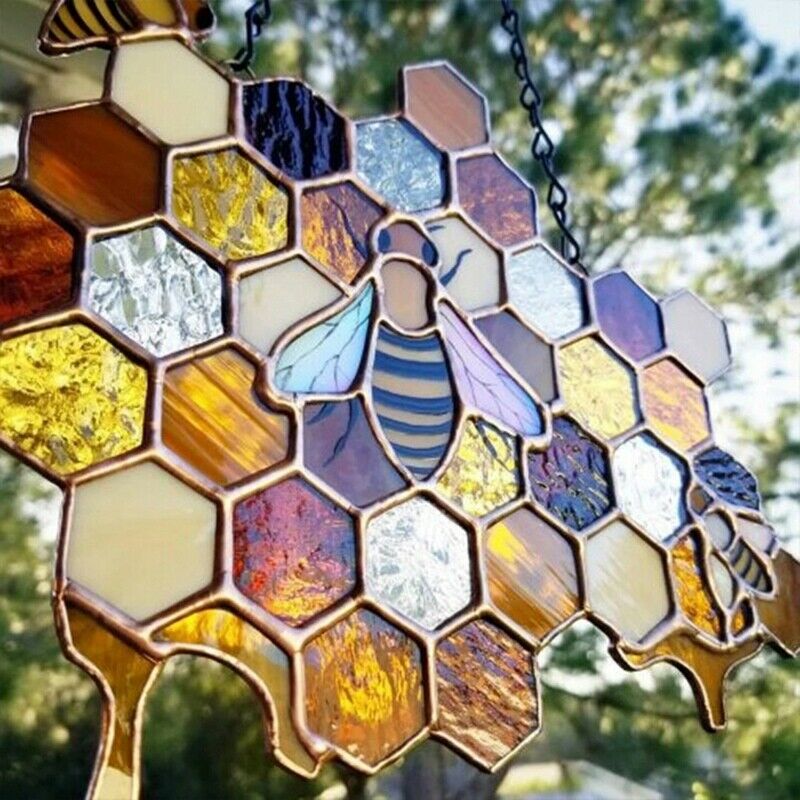 Queen & Bee Protect Honey Suncatcher Honey Bee Mosaic Handmade Home DecoratiU1O4
