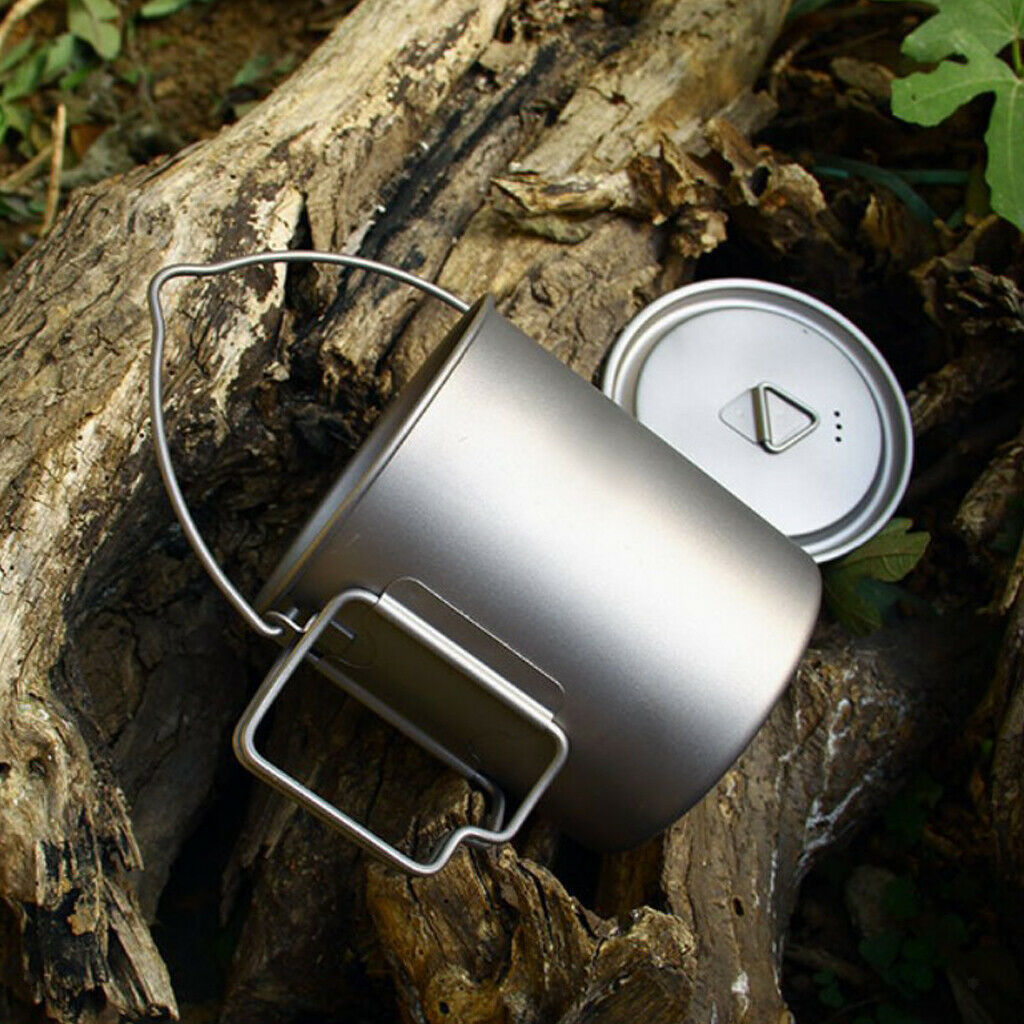 Titanium Portable Camping Hiking Backpacking Hanging Stockpot Soup Pot,750ml