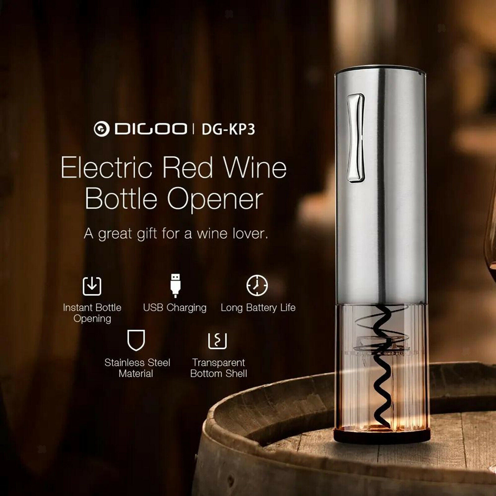 Electric Wine Opener Wine Bottle Corkscrew Opener Remove Tool One-Touch