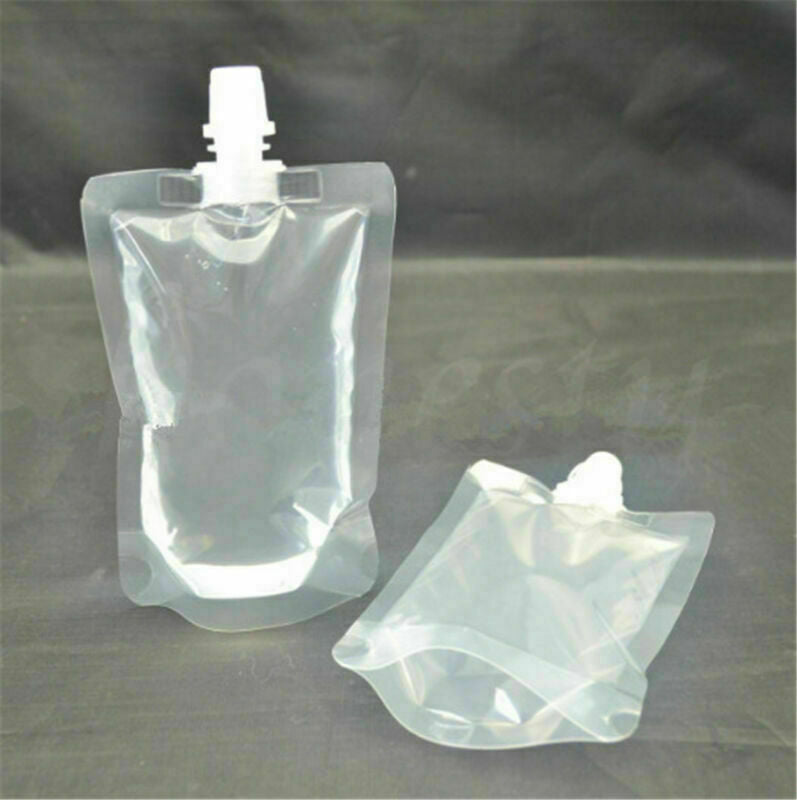 25pcs 100ML Clear Spout Bags Stand Up Bag Liquid Bag Flask Pouch With Cap