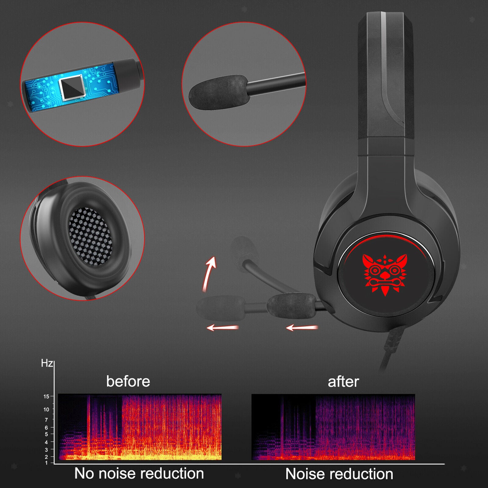 RGB LED Light Gaming Headset Wired Stereo Surround Sound for PS4 PC Laptop