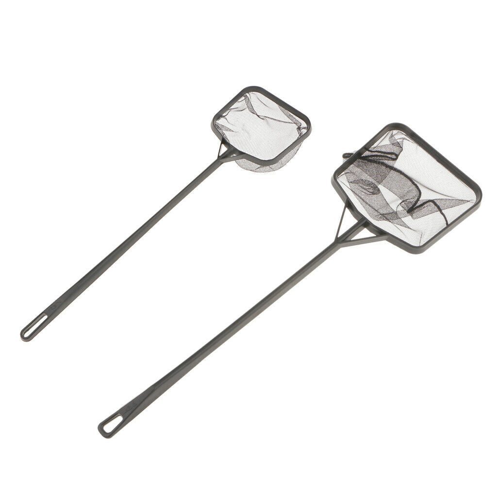 2 Pcs ABS Plastic Fish Shrimp Landing Net for Fish Tank Aquarium Square S+M