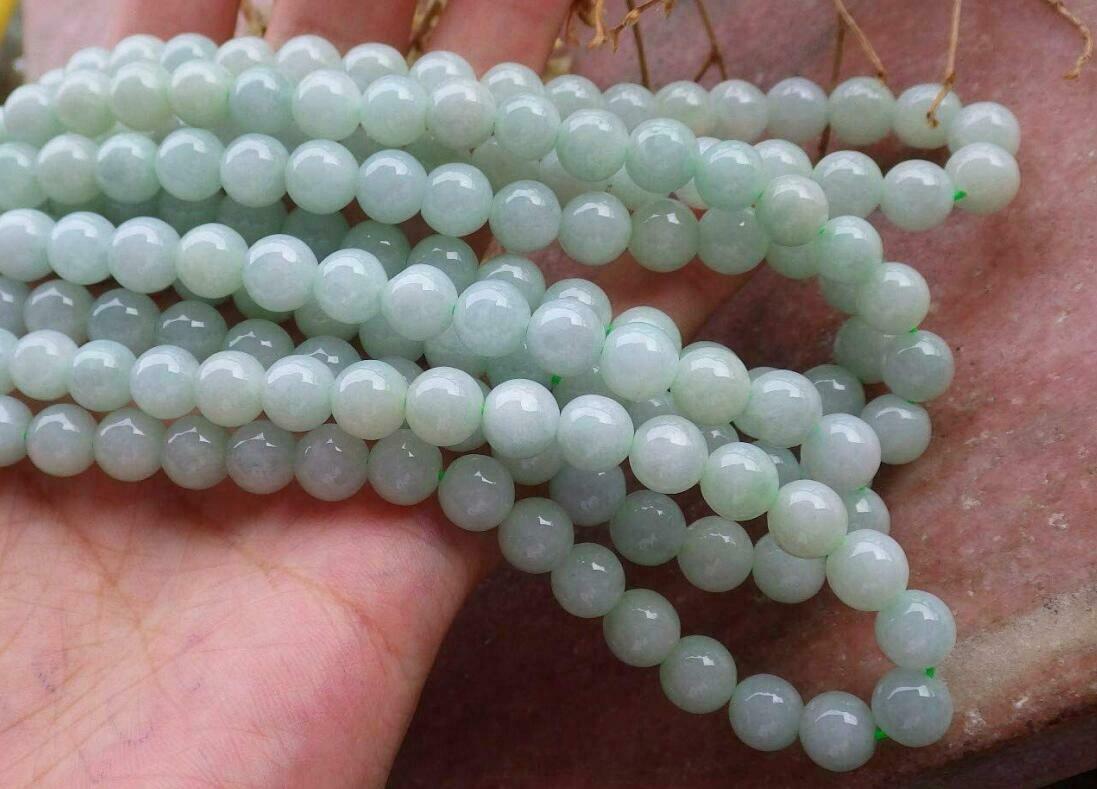 1 PC Certified 8mm Green Burma Natural A JADE Jadeite Beads Necklace 20inch