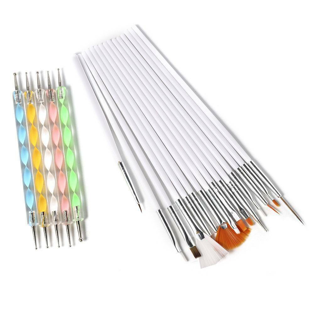 20* Nail Art Gel Design Pen Painting Polish Brush Dotting Drawing Tools Set LOT