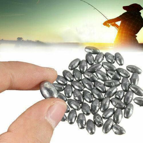 50PCS/set Pure Lead Olive Shape Sinker Outdoors Drain Fishing Making Supplies