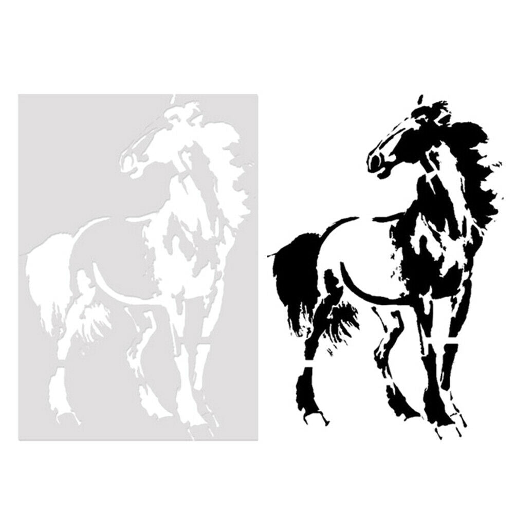 Horse Stencil Cake Mould Kids Painting Scrapbook Template Stencils DIY De.l8