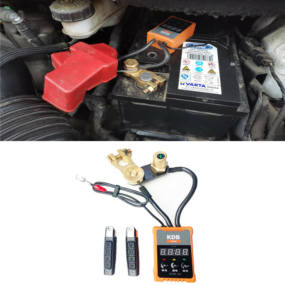 Universal Wireless Remote Control Car Battery Disconnect Switches w/ Voltmeter