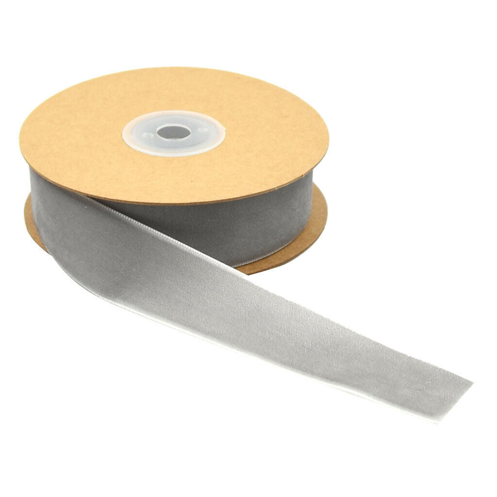 5 yards 1 "wide velvet ribbon roll for craft DIY hair bow clips gray