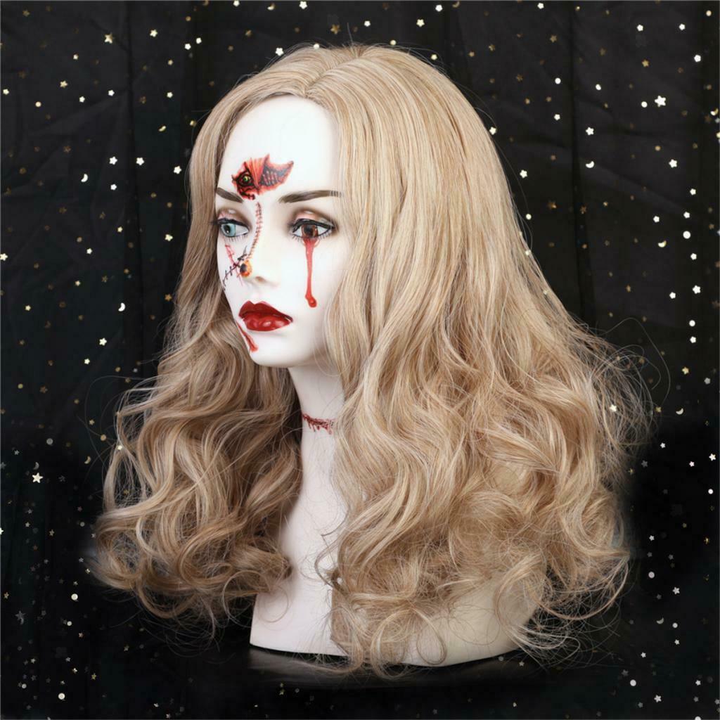 18'' Women Golden Heat Resistant Synthetic Fibre Long Curly Hair Full Wig