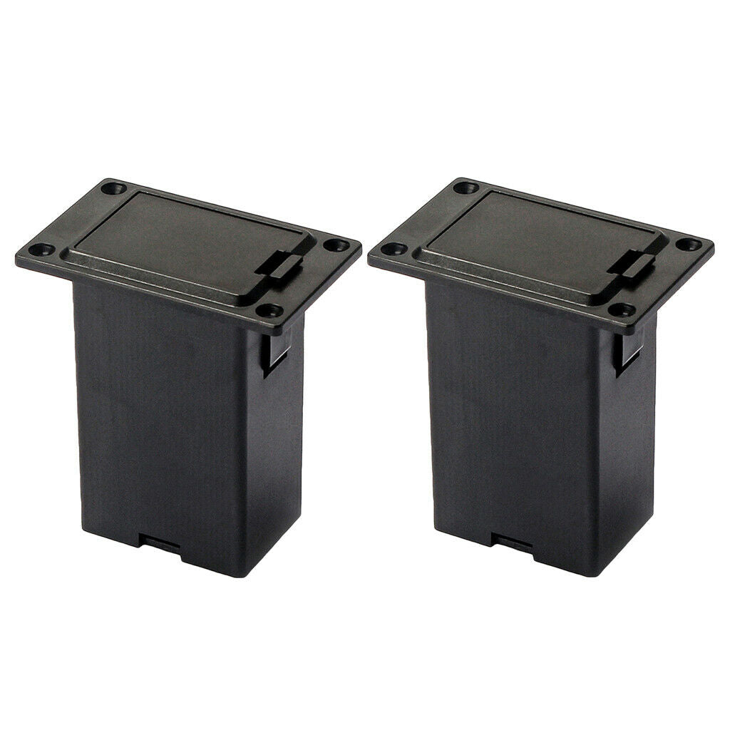 2Pcs/Set Battery Box Case Holder Cover Guitar Bass Pickup Guitar Bass Black