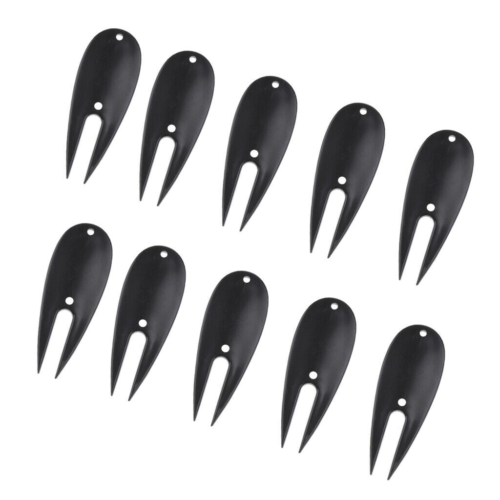10 Pieces Plastic Divot Repair Tool Golf Accessories Black