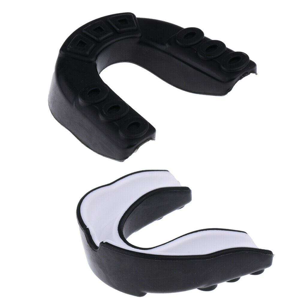 2Pcs Mouth Guard Gum Shield Boil Bite Mouthguard For Football Boxing Black