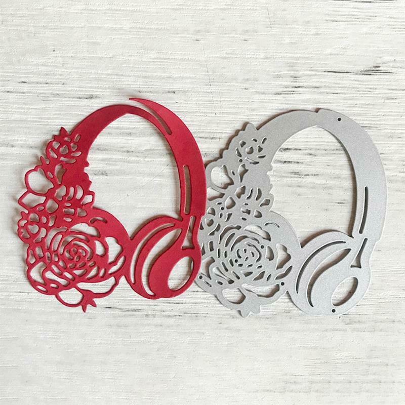 Headphone Flower Metal Cutting Dies Stencil DIY Scrapbooking Album Paper Card