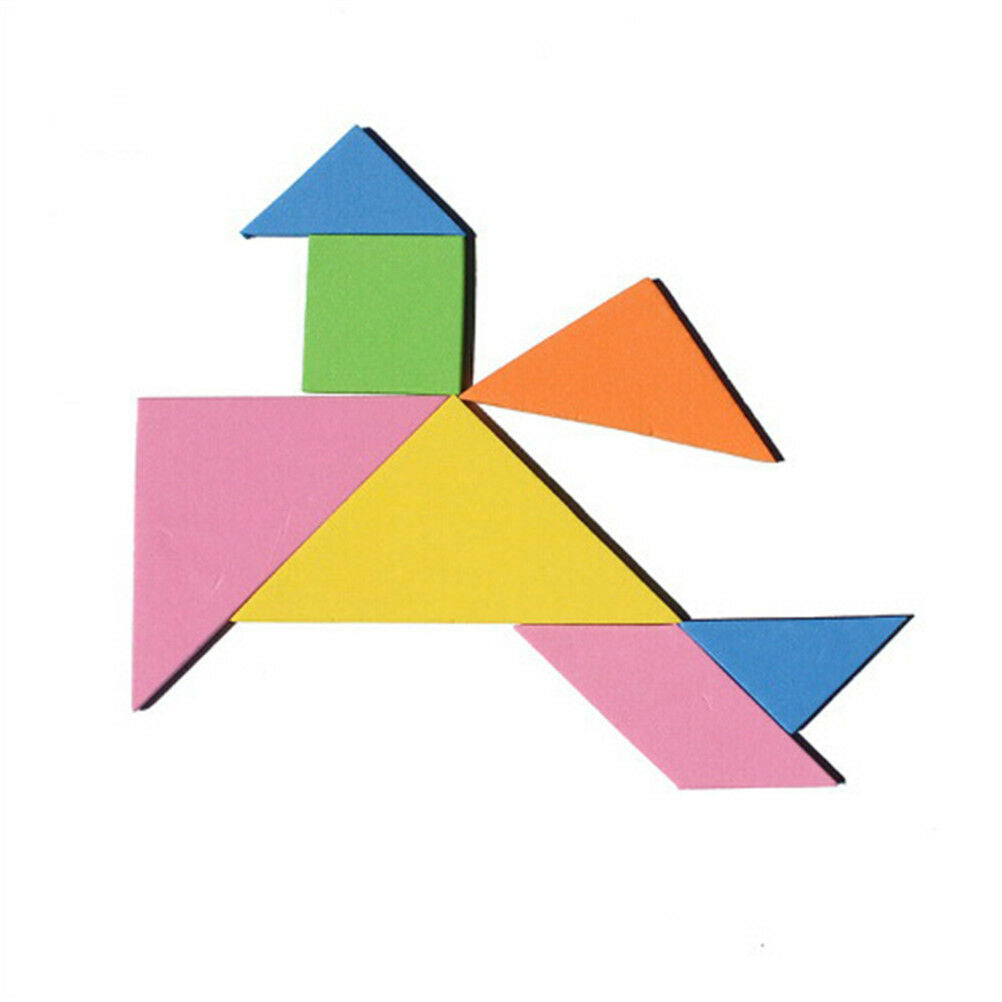 7 Piece Rainbow Color EVA Tangram DIY Foam Brain Puzzle Kids Educational T.l8