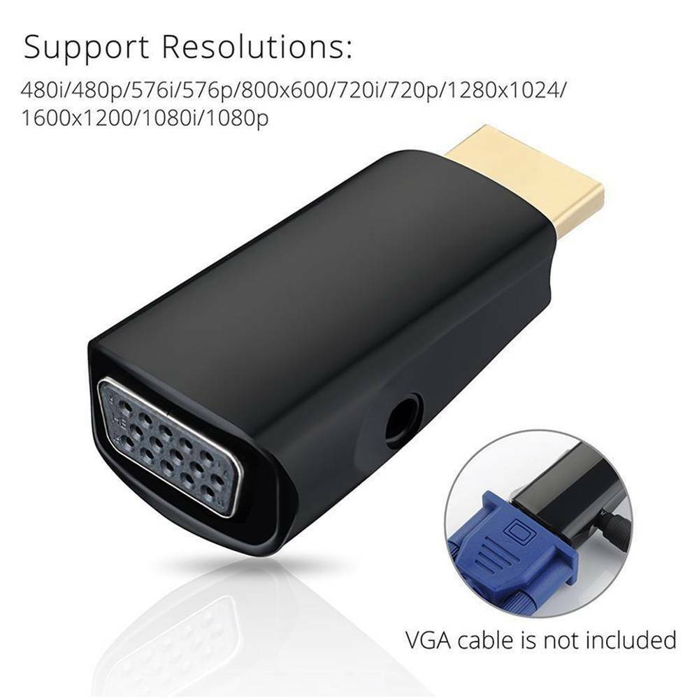 HDMI TO VGA Adapter/Converter Male to Female Audio for PC Laptop HDTV DVD!