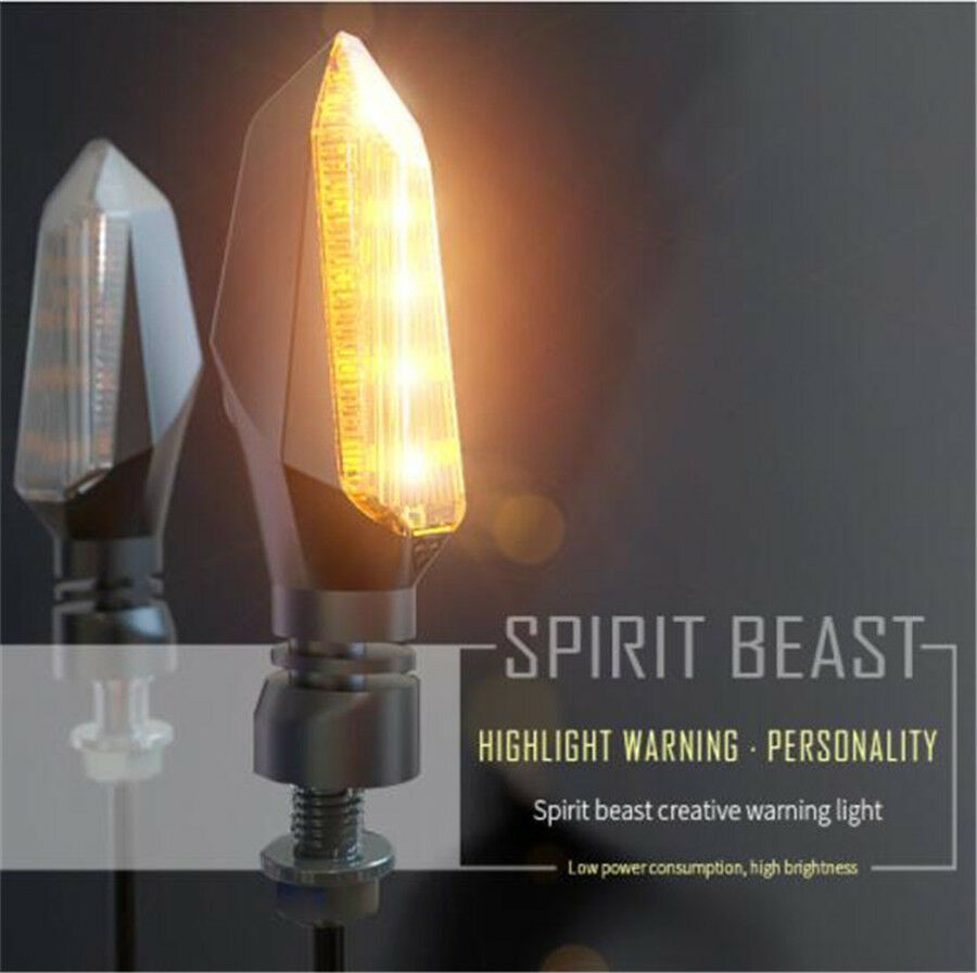 Dazzling Motorcycle LED Turn Signal Light Plastic +Acrylic Yellow Warning Light